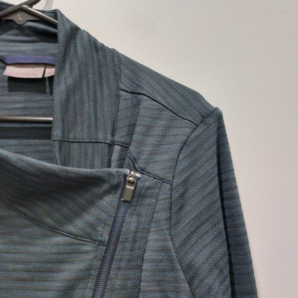 Athleta Intention 2.0 Knit Navy Long Sleeve Thumb Holes Jacquard Medium Jacket - Picture 4 of 9